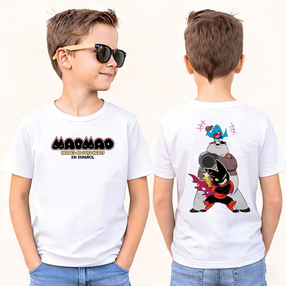 Mao Mao Heroes of PureHeart Kids Tshirt Retro Action Team Print Cotton Tee Boys Girls Top Nostalgic Animation Shirt for Children
