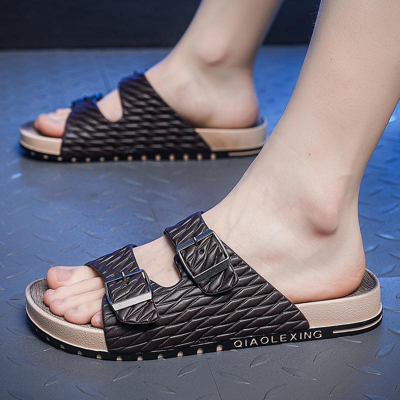 

Модные простые мужские пляжные туфли с пряжкой, модные повседневные удобные мягкие эластичные тапочки, износостойкие амортизирующие нескользящие тапочки 44 коричневый