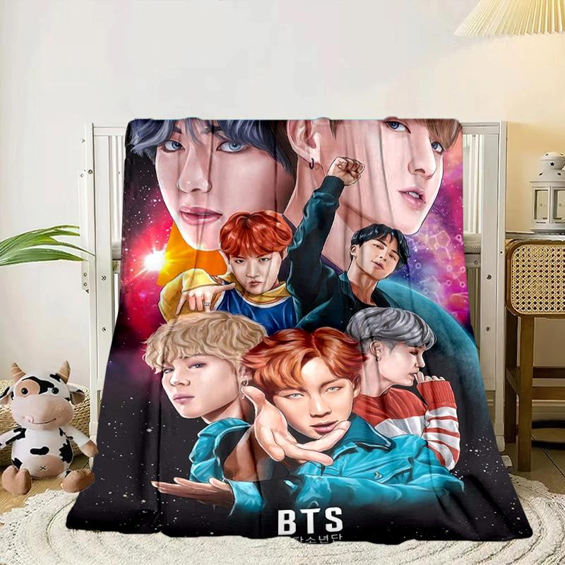 Colorful kpop Artwork Blanket Flannel Blanket for bed, sofa, Camping, Hiking, Picnic Essentials, gift for family Fan gifts