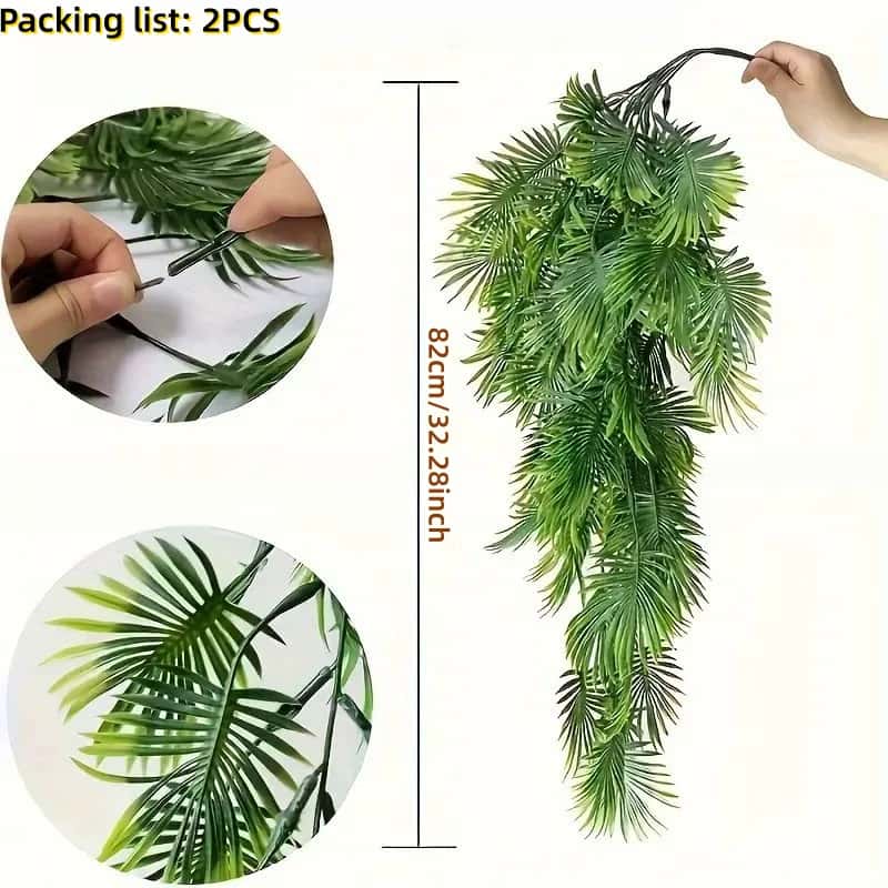 2pcs UV Resistant No Fade Artificial Hanging Ivy Plants Lush Cascading Vines Realistic Faux Greenery -All Season Outdoor Decor