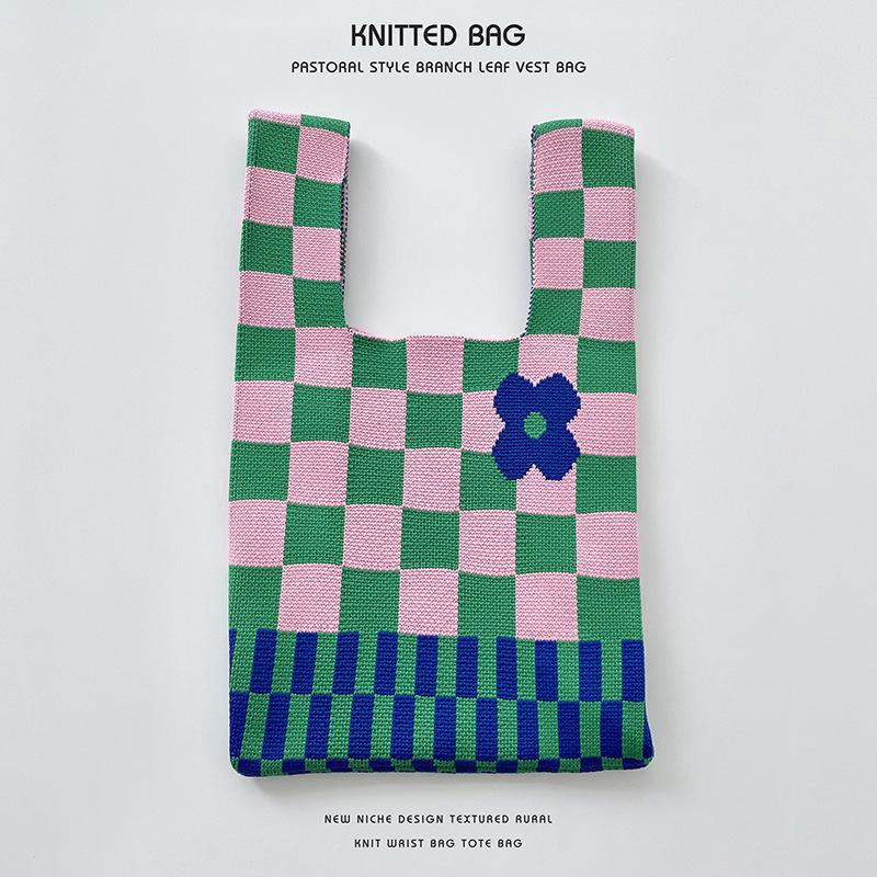 Colorful Knitted Handbags: Women's Fashion Shoulder Bags & Vest Waistcoat Styles