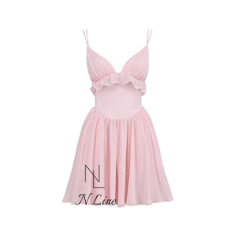 

Модное прямое платье-пикап House of CB 24 кружева, рюши, V-образный вырез, мини-вечернее платье Pink XS