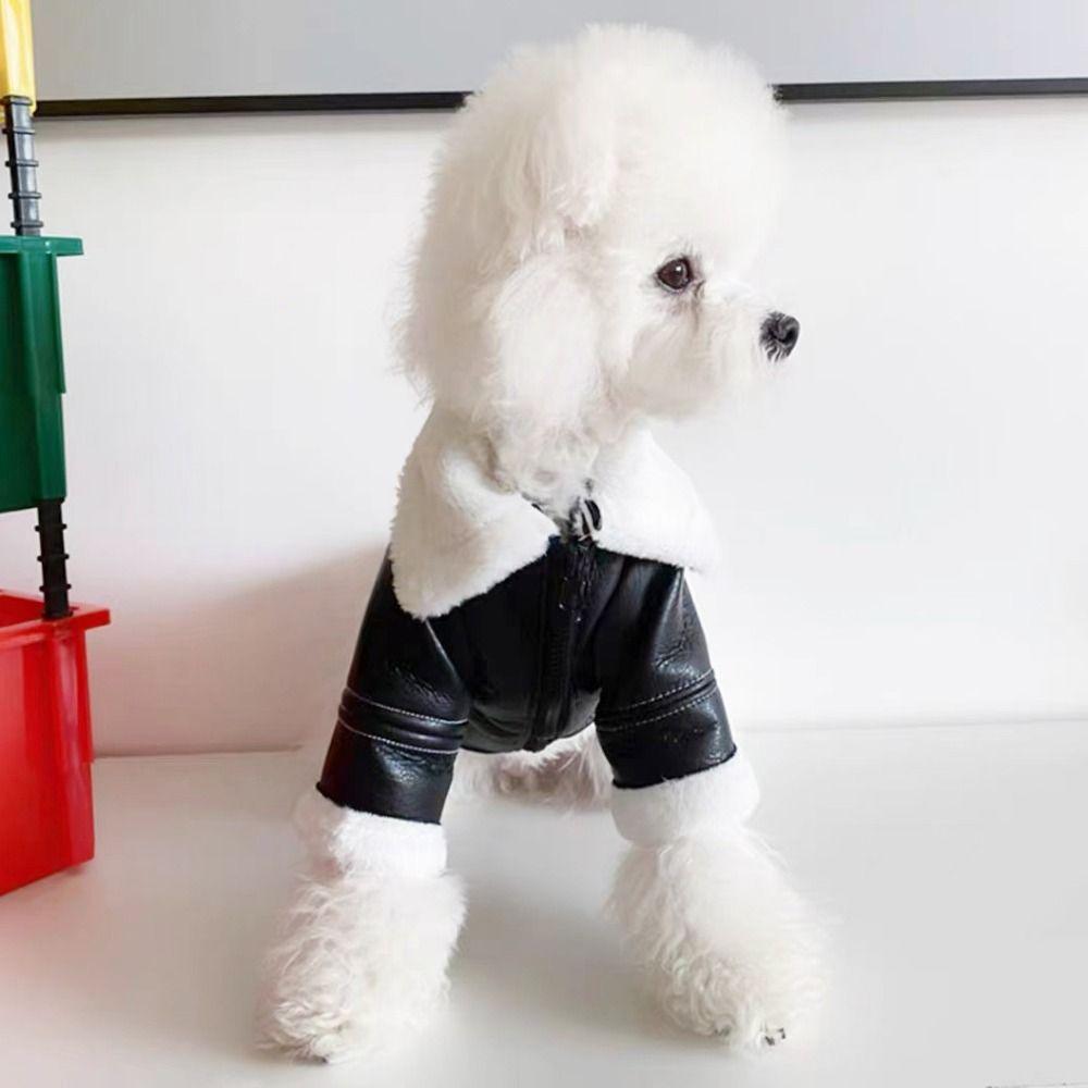 Warm Pet Autumn Warm Jacket Soft Dog PU Cotton Jacket Puppy Cool PU Coat  Autumn