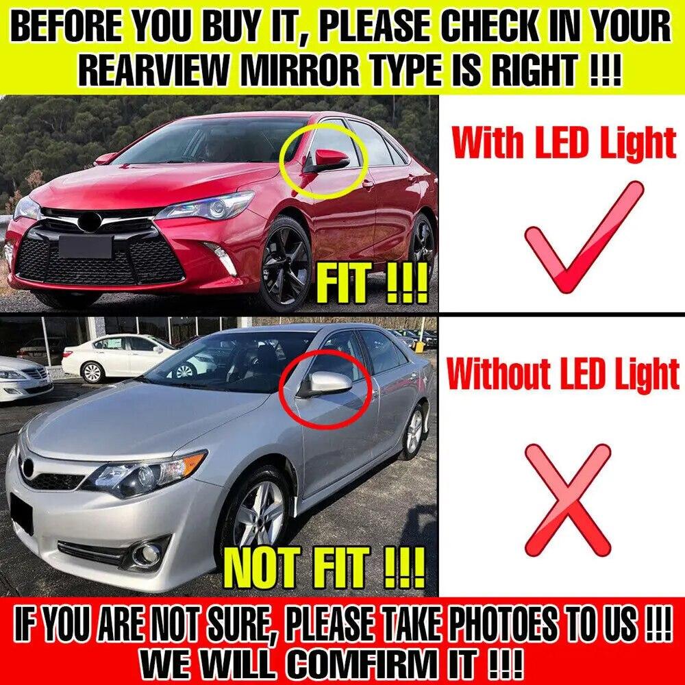 For Toyota Camry 2012-2017 Rearview Side Mirror Cover Wing Cap Sticker Exterior Door Rear View Case Trim Carbon Fiber Look Black