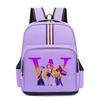 College Style Trend 26 Letter Printing Anime Cartoon Large Capacity Burden Reduction Backpack Casual Student School Bag