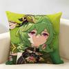 Collei Genshin Impact Cushion Cover Natural Linen Organic Fabric DoubleSided Printing Room Sofa Decor Pillow Case