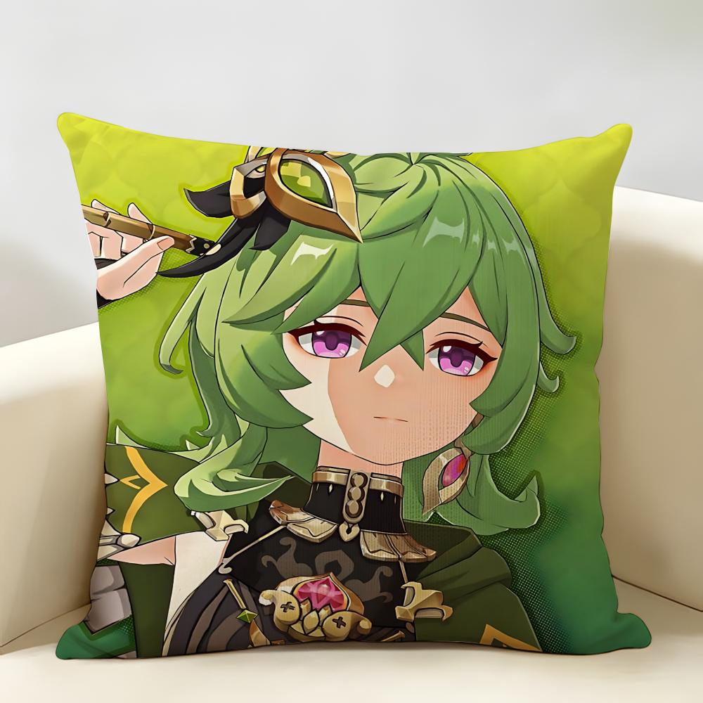Collei Genshin Impact Cushion Cover Natural Linen Organic Fabric DoubleSided Printing Room Sofa Decor Pillow Case