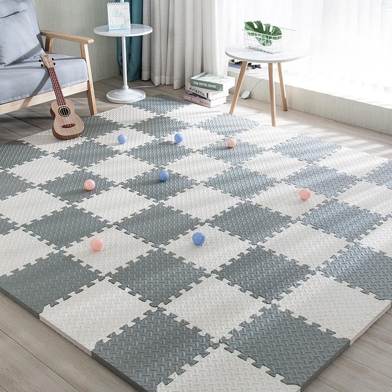 12Pcs Interlocking EVA Foam Floor Mats 30*30CM Puzzle Flooring Tiles Non-Slip Cushioned Mat Yoga Fitness Mat for Home Gym Use