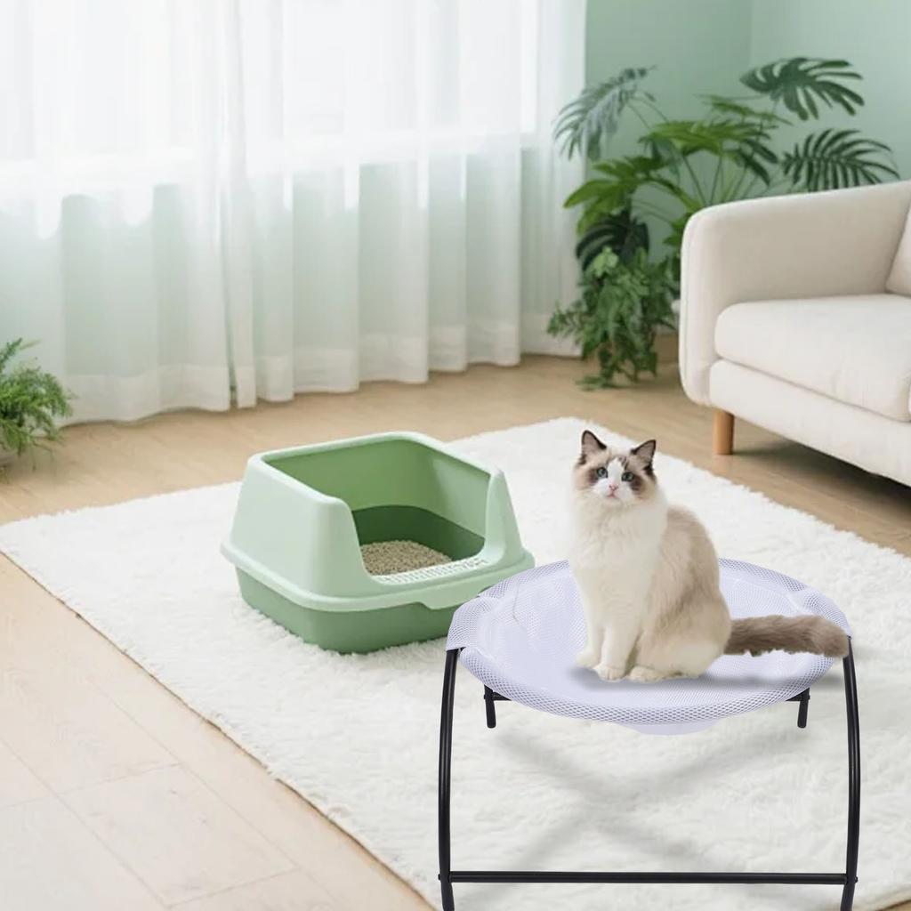 Elevated Cat Hammock Bed Breathable Mesh Removable Washable Stable Construction Pet Raised Swing Bed for Indoor Kitty