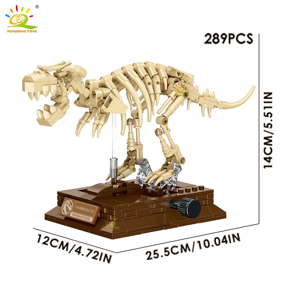 HUIQIBAO Dinosaurierskelett Fossil Modell Bausteine Triceratops Velociraptor Dino Jurassic Serie Steine für Kinder Spielzeug