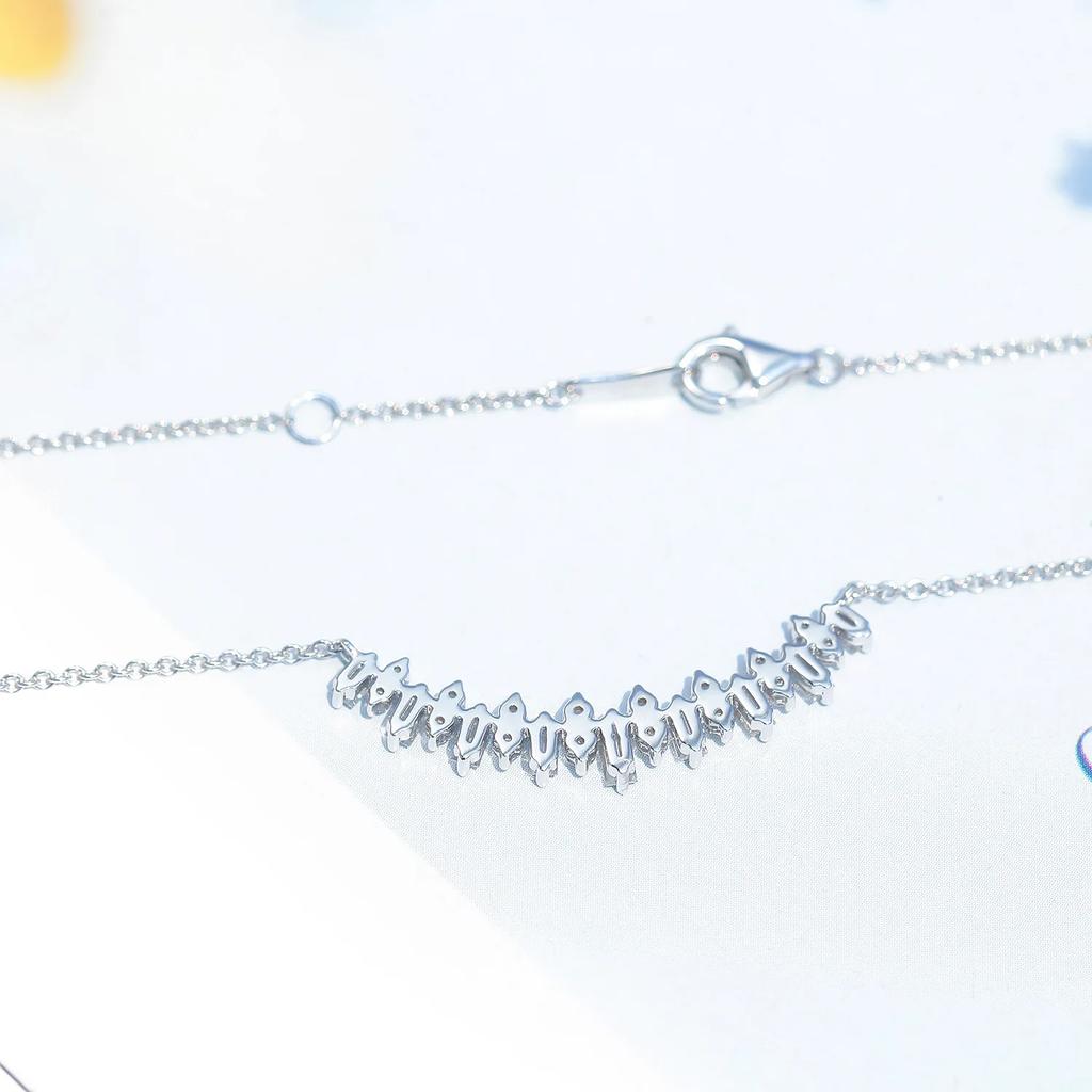 NEW Hot Sale 925 Sterling Silver AAA Zircon Diamond Smile Necklace Simple Design Fashion Women Jewelry Wedding Party Gift