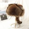 Raccoon Plush Hat with Ears Tail Design Windproof Thickened Winter Warm Plush Ear Protection Hat for Kid Adult