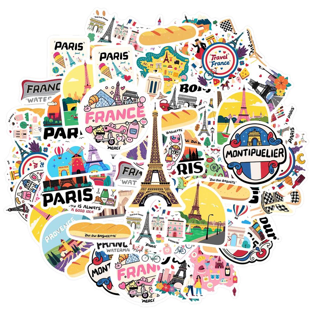 35pcs-50pcs Cute France Stickers Vintage  Stationery Stickers Teacher Reward Stickers For Guitar Laptop Helmet DIY
