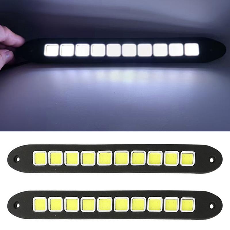 Car Exterior Accessories 2Pcs Car LED Daytime Running Light DRL COB White Waterproof Flexible Silicone Highlight Auto COB Lamp