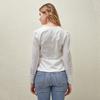 Women Fashion Solid Color Long-sleeved Sexy V-neck Shirt Lady's Casual Thin Shirt