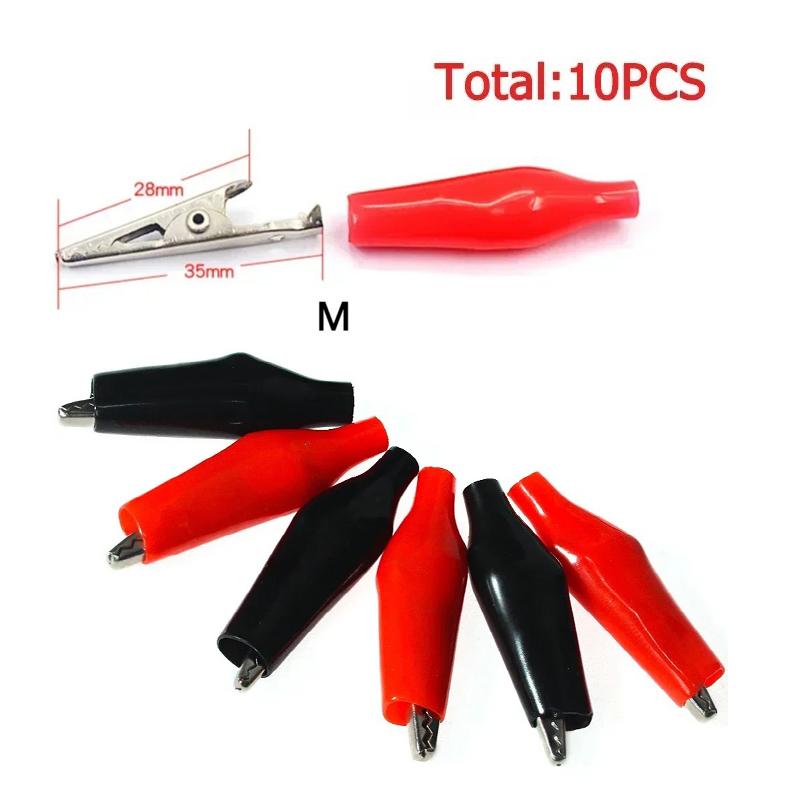 10PCS Alligator Clips Insulation Metal Crocodile Clip 24*28mm 28*35mm 35*45mm DIY Kit Electric Test Clip Red and Black 5pcs Each