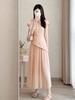 [Spot] Early Summer American Style Dress, New Chinese Style Retro Improved Cheongsam Waist Temperament Dress
