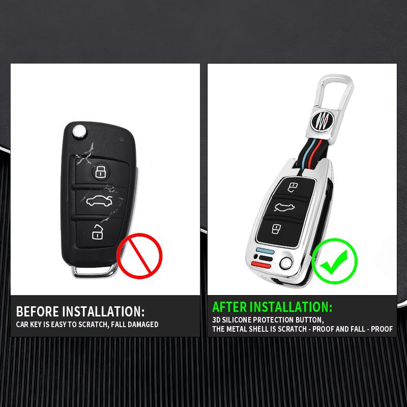 3 Buttons Zinc Alloy Car Key Case Cover Shell Fob for A1 A3 A4 8P 8L 8V A5 B6 B7 A6 A7 C5 C6 Q3 Q5 Q7 4F S3 S4 S6 RS3 TT