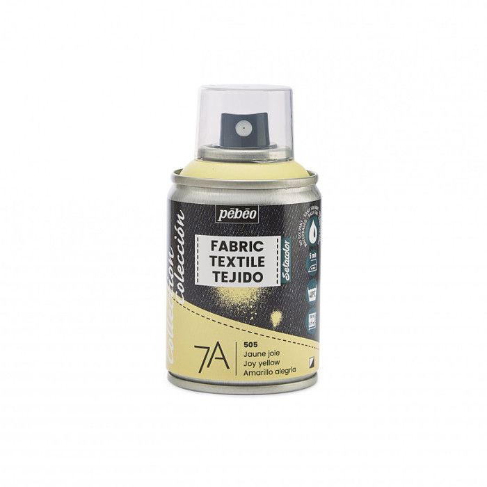 Bombe de peinture textile - Pébéo - Jaune Joie - 100ml - Sans solvant - À base d'eau