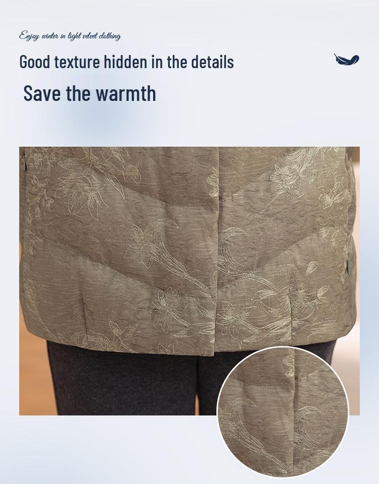 2025 Chinese-Style Down Jacket for Middle-Aged Women: Thick, Warm 90% White Duck Down Winter Coat