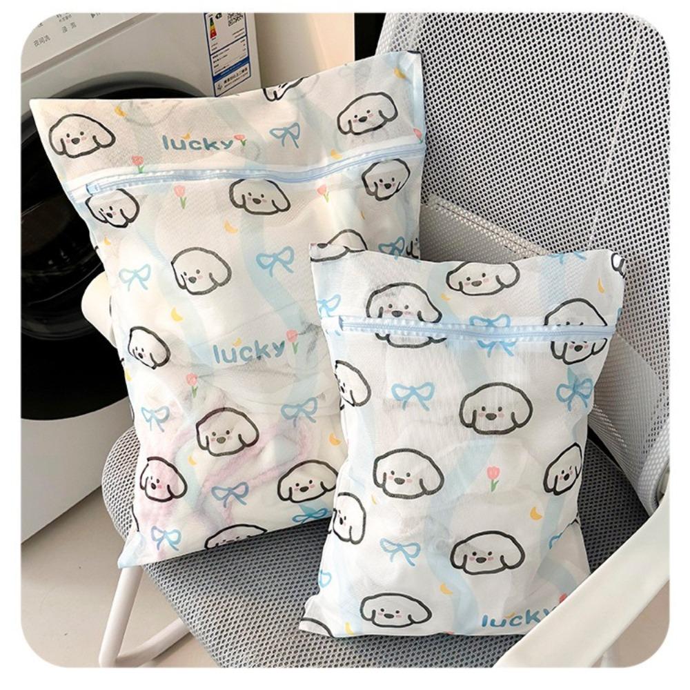 Durable Cute Cartoon Puppy Laundry Bag Anti-deformation Anti-Winding Mesh Bag Storage Bag Breathable Machine Wash Bag
