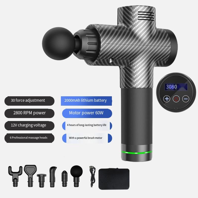 Electric Fascia Massage Gun Deep Tissue Body Muscle Relax Pain Relief Noise Reduction LCD Display for Neck Back Leg Fitness