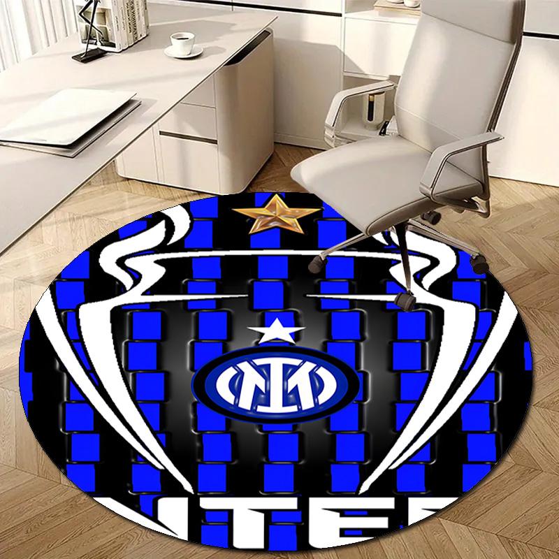 1pc I-Internazionale Milano Print Round Carpet Chair Round Carpet Suitable for Bedroom Living Room Home Decorative Carpet
