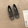 Flat Bottom Square Head Bow Doudou Single Shoes Women's Shoes 2025 New Spring, Autumn and Winter French Suede Gentle Evening Shoes