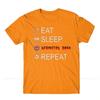 Geometry Dash 2021 New Arrival Tshirt Eat Sleep Geometry Dash Repeat Coloured Unique Crewneck Cotton For Unisex Shirts Flus Size