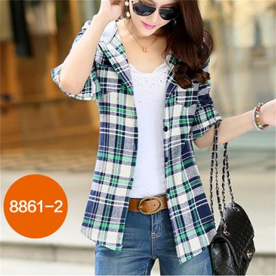 Jarná jesenná kockovaná košeľa Dámsky bavlnený top s dlhým rukávom Dámske kockované košele Móda Úzke topy na gombíky s kapucňou