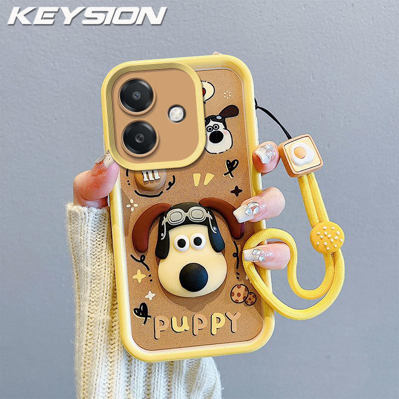 KEYSION Shockproof Case for OPPO A6c with Lanyard Soft Silicone Cute 3D Cartoon Doll Phone Back Cover for OPPO A6c for OPPO A6c