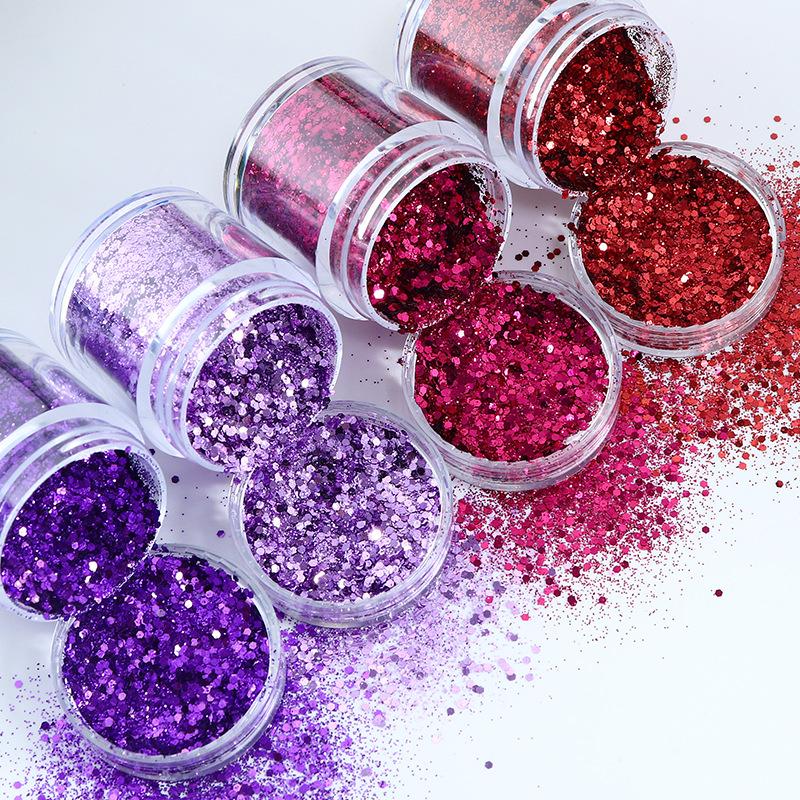 

4 набора 10 мл ПЭТ-блесковых аксессуаров для украшения ногтей виноградно-фиолетового цвета, используемых для гелевого наполнения ногтей красителем для самостоятельного изготовления изделий для ногтей