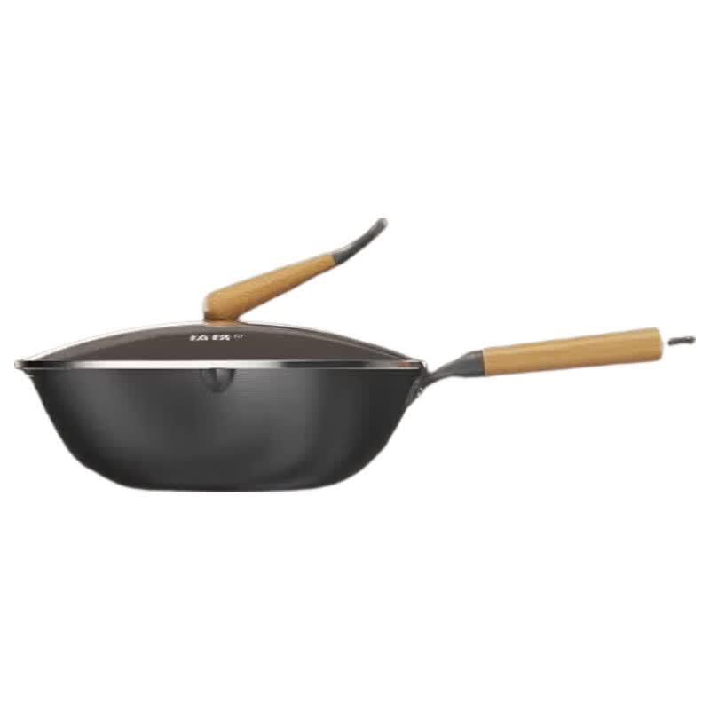 Sanhe 32cm Nitride Titanium-Iron Flat Bottom Wok