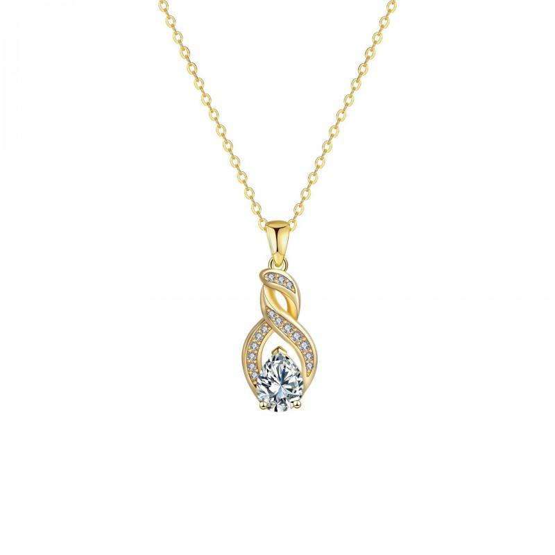Elegant Geometric Pendant Necklace Women Gold Plated Copper Locket Chain Pear-Shaped Crystal Drop Minimalist Chic Daily Wear Gold