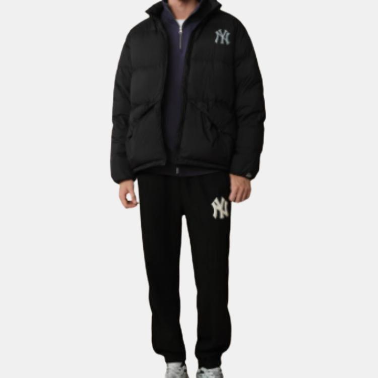 New Era FW24 MLB New York Yankees Loose Fleece Elastic Waist Logo Thick Casual Knit Sports Pants Unisex pants Black 14387507