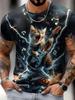 Men T-Shirt Digital Cat Doing Print Summer Round Neck Funny Taekwondo Graphic T Shirts Street Short Sleeve Tee Men's Clothing