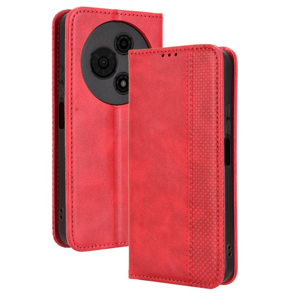 Für TCL 605 4G/60 SE Lederhülle Brieftasche Ständer Retro Textur Handyhülle