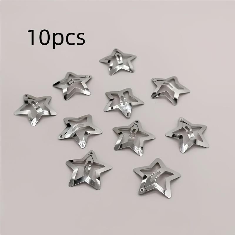 

10PCS Star-Shaped Hair Clips,Y2K Style Spring Clips,Women s Non-Slip Silver Metal Hair Accessories,Suitable for Street Style