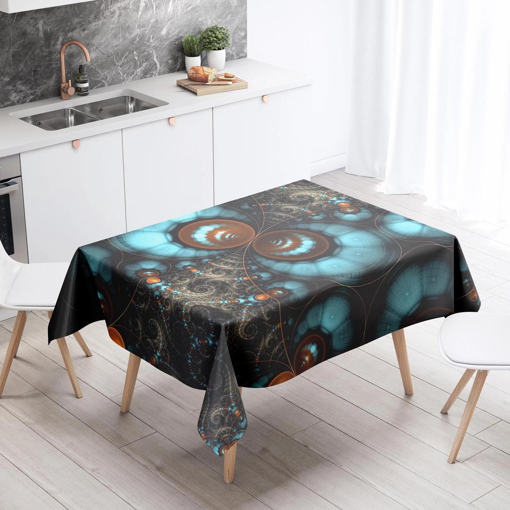 Abstract Pattern Tablecloth Stain Resistant Waterproof Dining Table Home Decor Rectangular Kitchen Fireplace Countertop