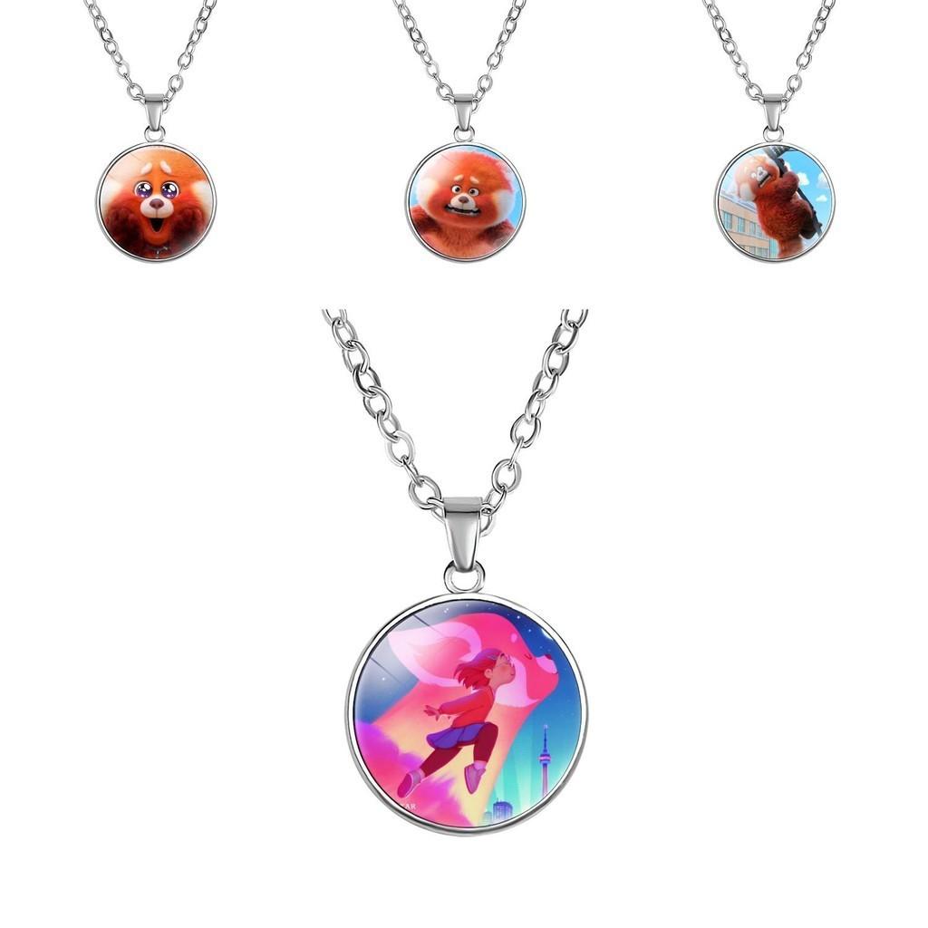 Adorable Turning Red Cartoon Character Pendant Kids Necklace Alloy Charm