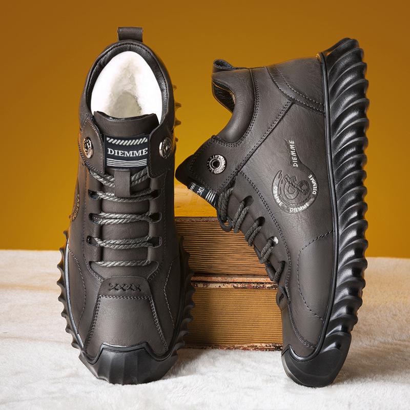 Chaussures d'automne et d'hiver pour hommes, chaussures chaudes en velours et coton, bottes de neige antidérapantes pour l'extérieur