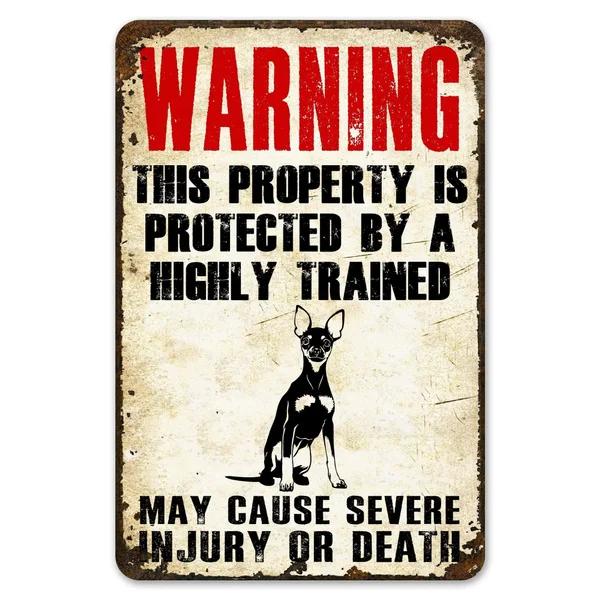 Warning This Property Is Protect By Labradoodle Dog Tin Sign Vintage Farm Decor Art Pet Lover Tin Metal Sign
