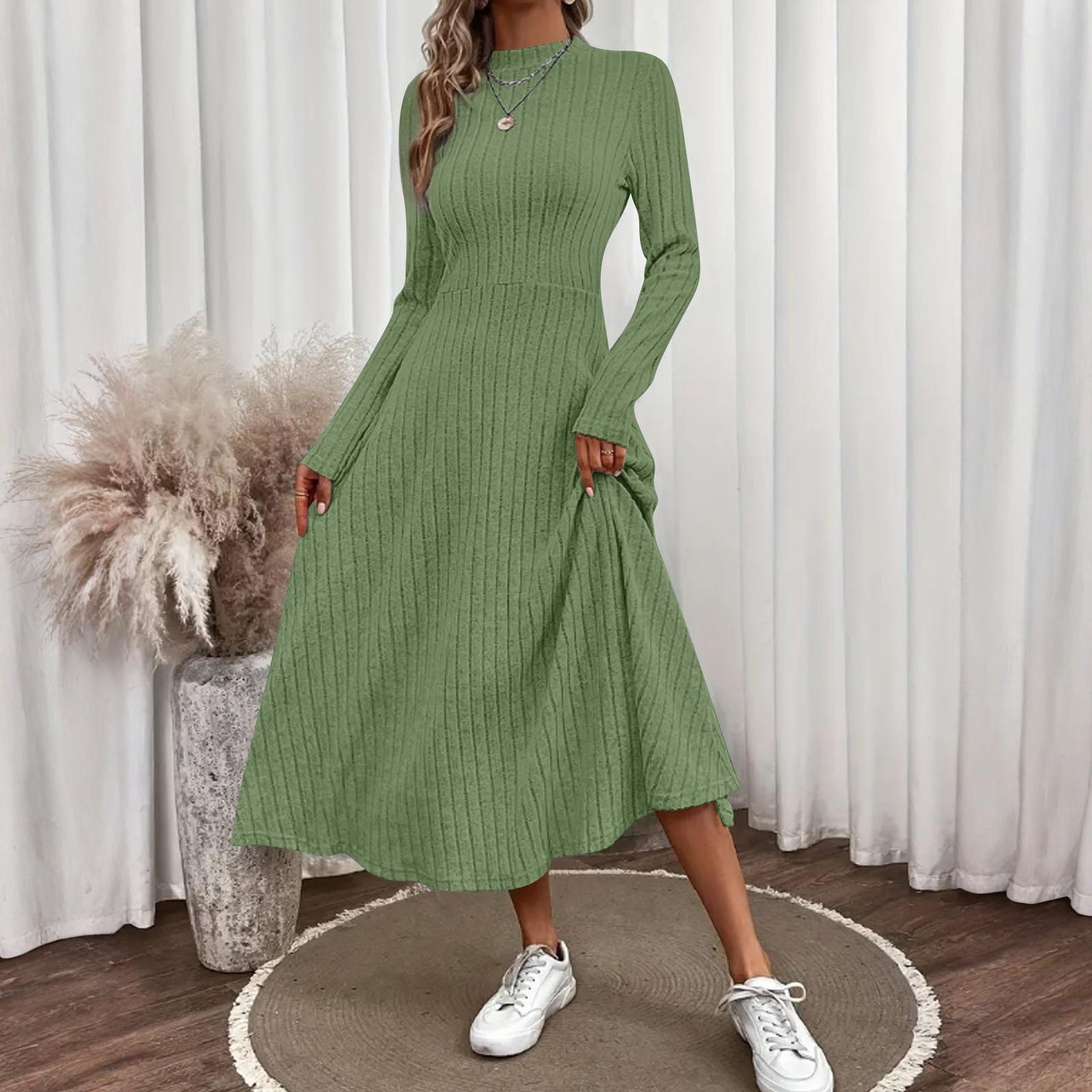 

Женское повседневное модное платье с круглым вырезом, длинными рукавами и ретро-принтом на рождественскую тематику XL