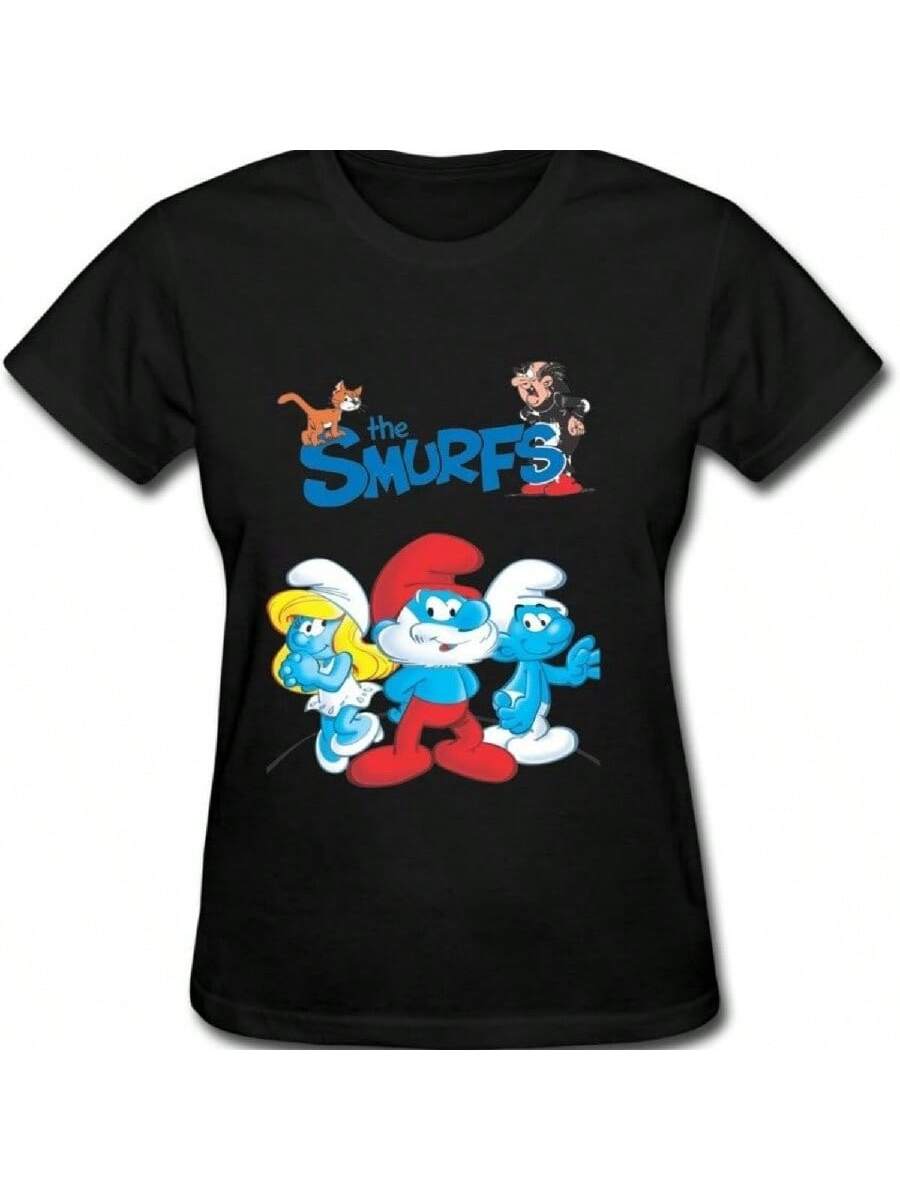 

Женская футболка Anskan с четырьмя смурфными эпизодами M XXXXXL чёрный