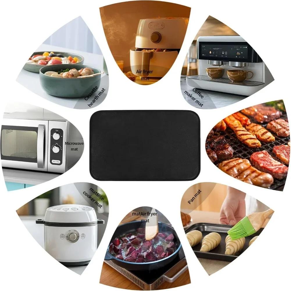 For Kitchen Appliances Black Air Fryer Mat Silicone Coated Pad Silicone Coated Fiberglass Waterproof And Oil-proof