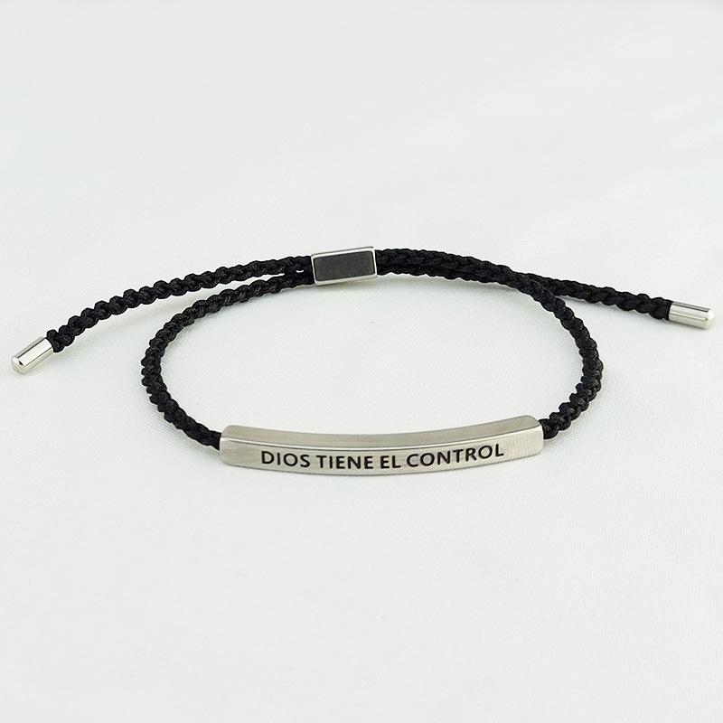 Stainless Steel Elbow Lettering Bracelet Adjustable Length Letter Braided Bracelet