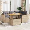 5-Cz. Furniture Set with Cushions, Beige, PE Rattan and Acacia
