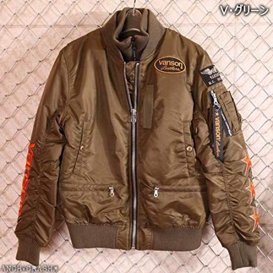 Flying Star Embroidery Flight Jacket V Green L [Vanson] MA-1 NVJK-702