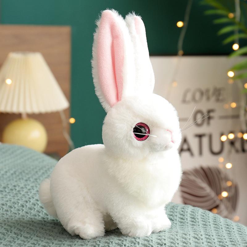 25/40CM Simulation Cute White Gray Khaki Plush Rabbit Fur Realistic Animal Easter Bunny Simulation Rabbit Toy Model Gift