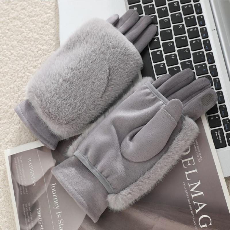 Thickened Fleece Lined Touchscreen Gloves Women'S Winter Warm Outdoor Cycling Windproof Gloves